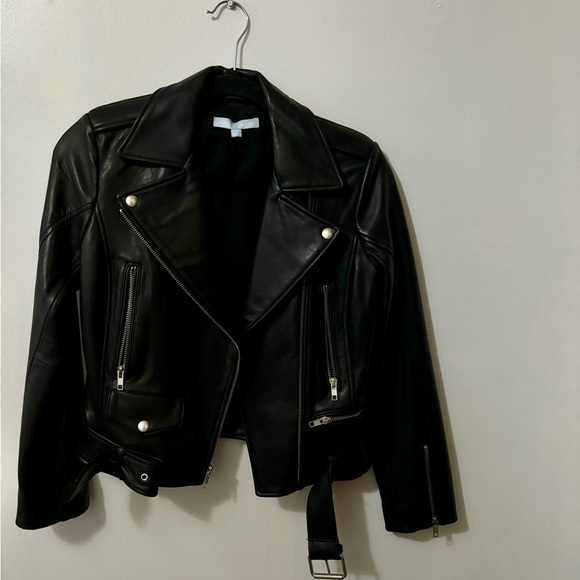 New Women Black Leather Jacket Size XS Antonio Melani